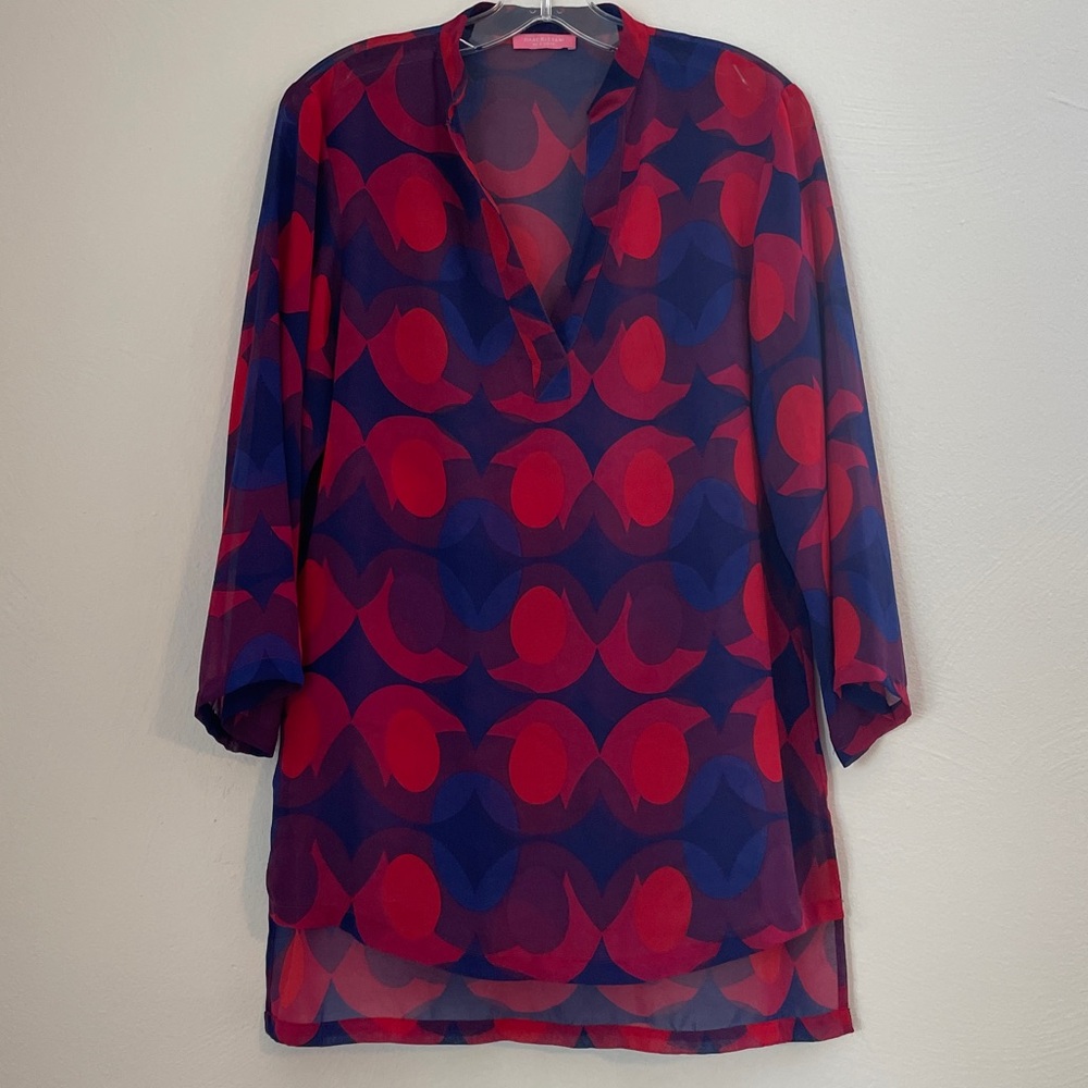 Isaac Mizrahi Red, Purple, Pink and Blue Geometric Tunic